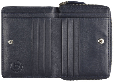 Кошелёк женский BUGATTI СУПЕР ЛЕДИ | LADY TOP, на молнии, тёмно-синий, натуральная воловья кожа, 12х2,5х9 см