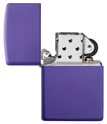 Зажигалка ZIPPO классическая с фиолетовым матовым покрытием | Classic Purple Matte, латунь/сталь, фиолетовая, матовая, 38x13x57 мм