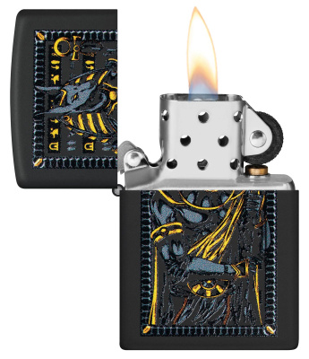 Зажигалка ZIPPO Anubis с покрытием Black Matte, латунь/сталь, черная, 38x13x57 мм