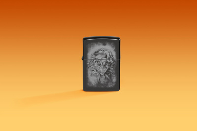 Зажигалка ZIPPO Clown с покрытием High Polish Black, латунь/сталь, черная, глянцевая, 38x13x57 мм