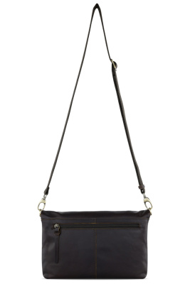 Сумка через плечо KLONDIKE RUSH «Jessica», натуральная кожа в темно-коричневом цвете 30х20/33х4,5 см