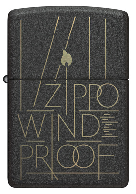 Зажигалка ZIPPO Line Art с покрытием Black Crackle™, латунь/сталь, чёрная, матовая, 38x13x57 мм