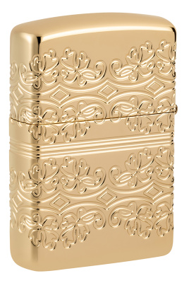 Зажигалка ZIPPO Armor® Lucky Clover с покрытием High Polish Gold Plate, латунь/сталь, золотистая, 38x13x57 мм