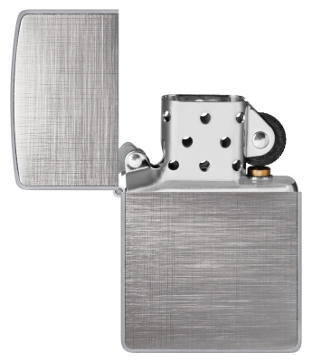 Зажигалка ZIPPO классическая с покрытием матовый хром | Classic Brushed Chrome, латунь/сталь, серебристая, матовая, 38x13x57 мм