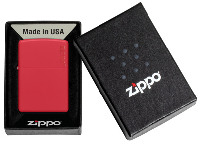 Зажигалка ZIPPO Classic с покрытием Red Matte, латунь/сталь, красная, матовая, 38x13x57 мм