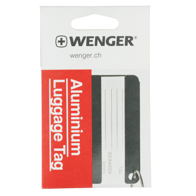Бирка для багажа WENGER, черная, алюминий, 8 x 0,3 x 4 см