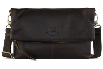 Сумка через плечо KLONDIKE RUSH «Jessica», натуральная кожа в темно-коричневом цвете 30х20/33х4,5 см