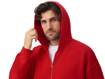 Толстовка оверсайз с капюшоном на молнии Monaco, красный , размер XS-S