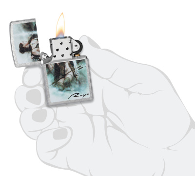 Зажигалка ZIPPO Luis Royo с покрытием Street Chrome, латунь/сталь, серебристая, 38x13x57 мм