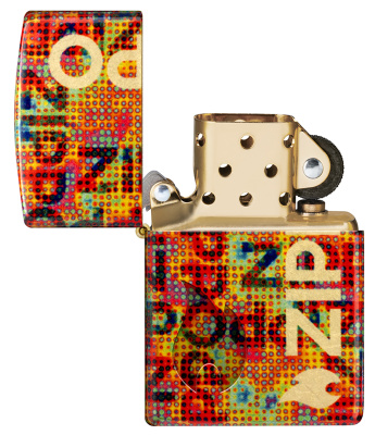 Зажигалка ZIPPO Pixel Fusion с покрытием 540 Tumbled Brass, латунь/сталь, разноцветная, 38x13x57 мм