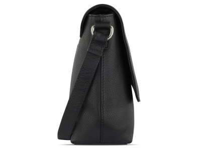 Сумка наплечная женская BUGATTI БЕЛЛА | BELLA, чёрная, воловья кожа/полиэстер, 25х8х20 см