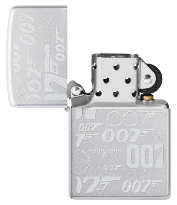 Зажигалка ZIPPO James Bond™ с покрытием Satin Chrome, латунь/сталь, серебристая, 38x13x57 мм