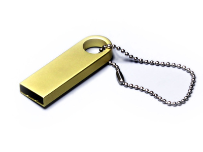 USB 2.0-флешка на 4 Гб с мини чипом и круглым отверстием, золотистый , размер 4ГБ