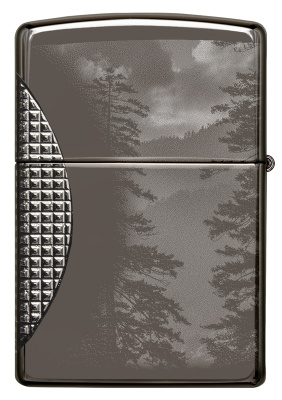 Зажигалка ZIPPO Armor™ Wolf с покрытием High Polish Black Ice®, латунь/сталь, чёрная, 38x13x57 мм