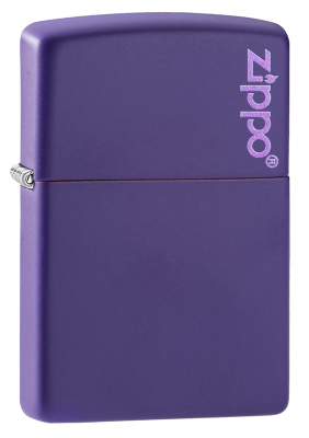 Зажигалка ZIPPO Логотип с фиолетовым матовым покрытием | Logo Purple Matte, латунь/сталь, фиолетовая, матовая, 38x13x57 мм