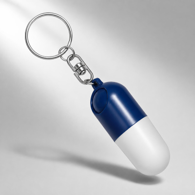 Таблетница в форме брелка Capsule, белый/синий