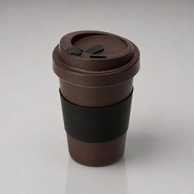 Стакан из кофе с силиконовой манжетой Latte, коричневый (Р)
