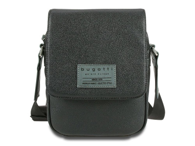 Сумка наплечная BUGATTI МОТОБАЙК D | MOTO D, чёрная, полиуретан, 18х6х24 см, 2 л