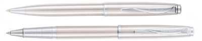 Набор Pierre Cardin PEN&PEN: ручка шариковая + роллер. Цвет - серебристый. Упаковка Е.