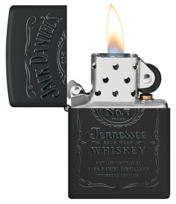 Набор ZIPPO Джек Дэниэлс | Jack Daniels®: зажигалка с черным матовым покрытием | Black Matte и кожаный чехол в подарочной коробке
