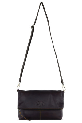 Сумка через плечо KLONDIKE RUSH «Jessica», натуральная кожа в темно-коричневом цвете 30х20/33х4,5 см