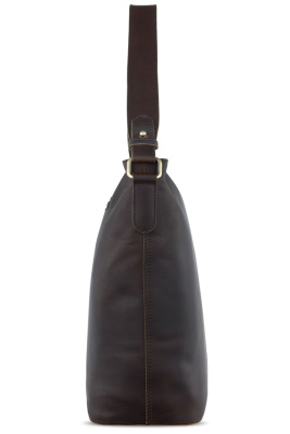 Сумка через плечо KLONDIKE RUSH «Samantha», натуральная кожа в темно-коричневом цвете, 40х32,5х15,5