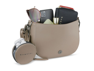 Сумка наплечная женская BUGATTI АЛМАТА | ALMATA, с кошельком, песочная, полиуретан, 27х6х18,5 см