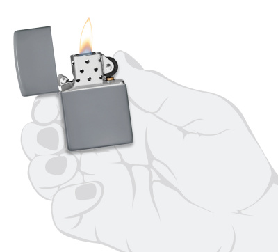 Зажигалка ZIPPO классическая со светло-серым покрытием | Classic Flat Grey, латунь/сталь, серая, глянцевая, 38x13x57 мм