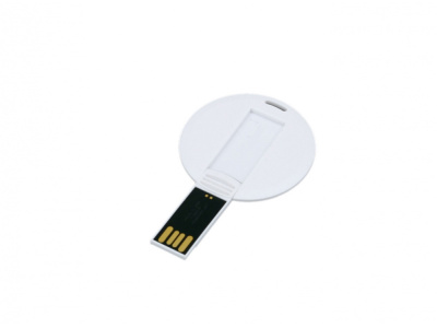 USB-флешка на 16 Гб в виде пластиковой карточки круглой формы, белый , размер 16ГБ