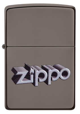 Зажигалка ZIPPO Фирменный дизайн с покрытием черный лед | Zippo Design Black Ice®, латунь/сталь, чёрная, глянцевая, 38x13x57 мм