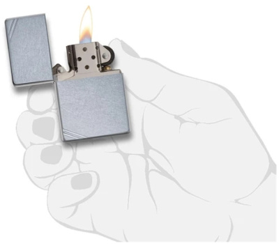 Зажигалка ZIPPO Vintage с покрытием Street Chrome™, латунь/сталь, серебристая, матовая, 38x13x57 мм
