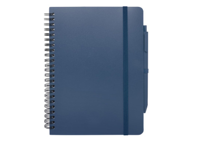 Блокнот Thalaasa формата А5 в твердой обложке из океанического пластика с шариковой ручкой - Синий
