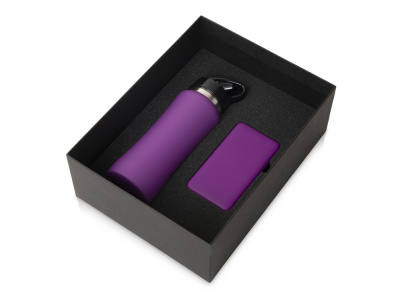 Подарочный набор с бутылкой для воды и повербанком С2, 10000 mAh, фиолетовый , размер 10000 mAh