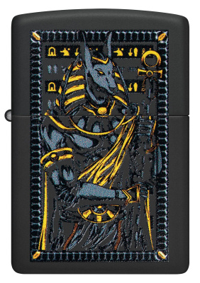 Зажигалка ZIPPO Anubis с покрытием Black Matte, латунь/сталь, черная, 38x13x57 мм