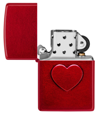 Зажигалка ZIPPO Stamped Heart Design с покрытием Candy Apple Red™, латунь/сталь,красная,глянцевая, 38x13x57мм