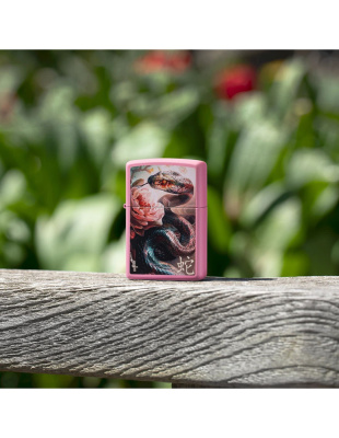 Зажигалка ZIPPO Mazzi® Anaconda с покрытием Pink Matte, латунь/сталь, розовая, матовая, 38x13x57 м