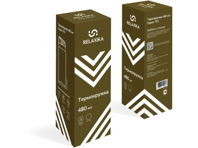 Термокружка Relaxika 701 (0,48 литра), хаки (без лого) , размер 480