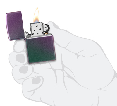 Зажигалка ZIPPO классическая с зелено-фиолетовым покрытием | Classic Iridescent, латунь/сталь, фиолетовая, матовая, 38x13x57 мм