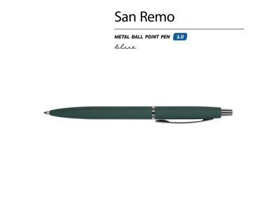 Ручка металлическая шариковая San Remo, софт-тач, 1.0 мм, зеленый