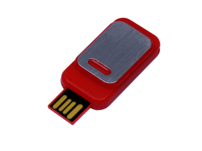 USB-флешка промо на 32 Гб прямоугольной формы, выдвижной механизм, красный , размер 32ГБ