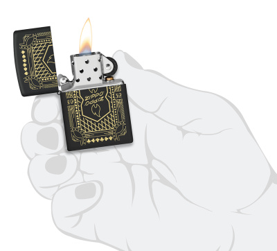 Зажигалка ZIPPO Lines Design с покрытием Black Matte, латунь/сталь, черная, матовая, 38x13x57 мм