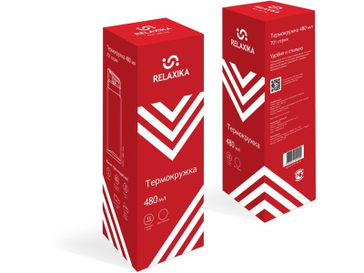 Термокружка Relaxika 701 (0,48 литра), красная (без лого) , размер 480