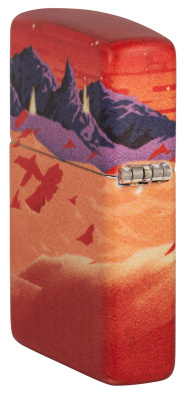 Зажигалка ZIPPO Mars Design с покрытием 540 Matte, латунь/сталь, красная, матовая, 38x13x57 мм