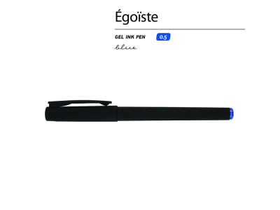 Ручка пластиковая гелевая Egoiste Black под персонализацию, синие чернила, черная , размер синие чернила