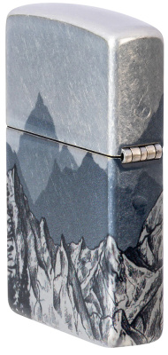 Зажигалка ZIPPO Mountain Sketch с покрытием 540 Tumbled Chrome, латунь/сталь, разноцветная, 38x13x57 мм