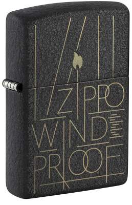 Зажигалка ZIPPO Line Art с покрытием Black Crackle™, латунь/сталь, чёрная, матовая, 38x13x57 мм