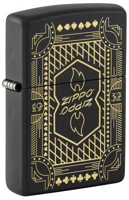 Зажигалка ZIPPO Lines Design с покрытием Black Matte, латунь/сталь, черная, матовая, 38x13x57 мм