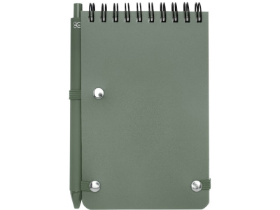 Блокнот Thalaasa формата А6 в твердой обложке из океанического пластика с шариковой ручкой - Зеленый яркий
