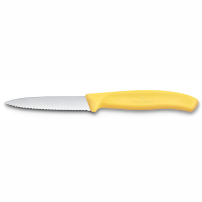 Нож для овощей VICTORINOX Швейцарская классика | Swiss Classic, лезвие 8 см с волнистой кромкой, желтый