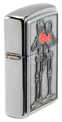 Зажигалка ZIPPO Couple Love с покрытием Brushed Chrome, латунь/сталь, серебристая, 36x13x57 мм